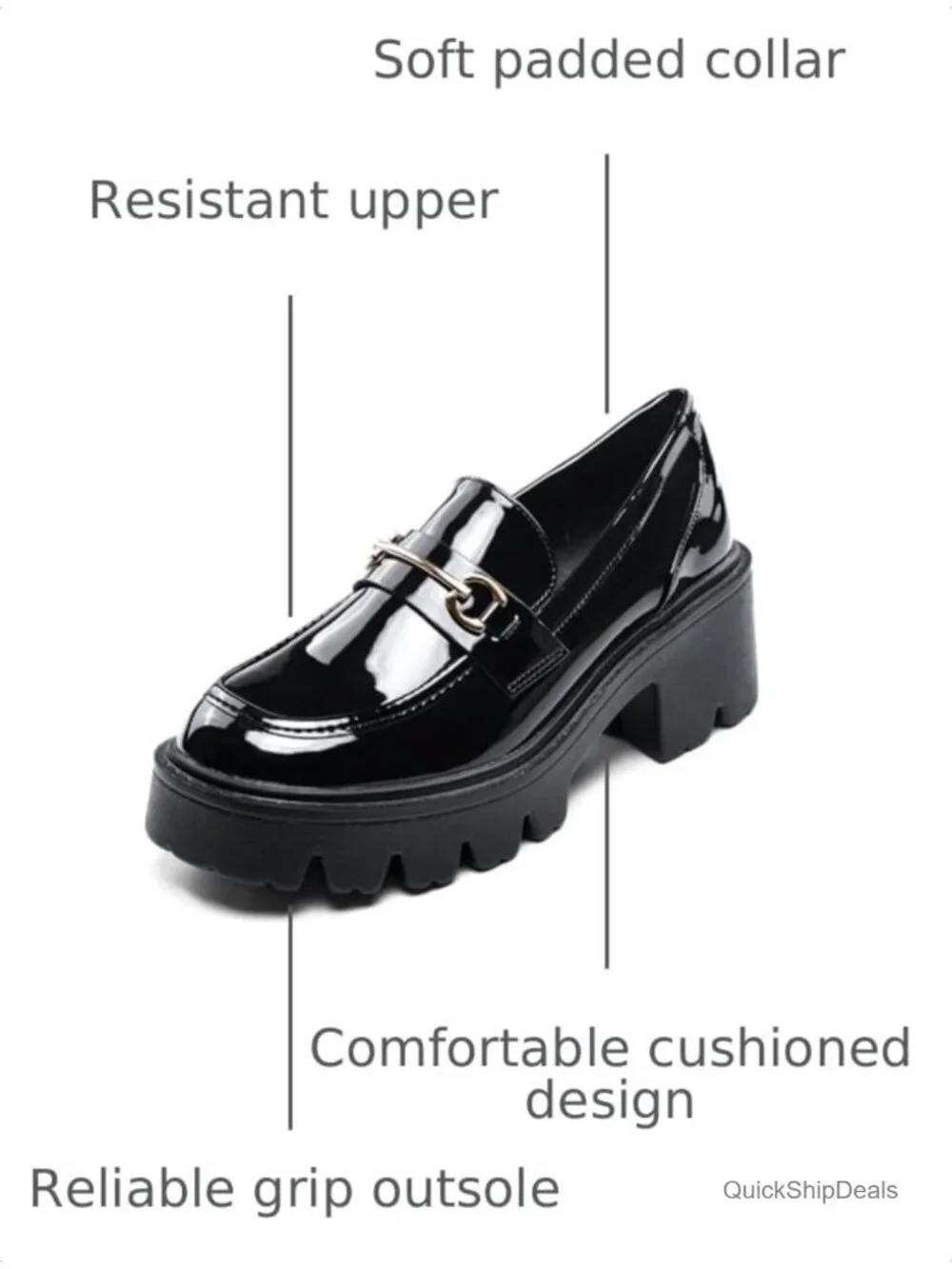 Chunky Platform Loafers Slip-On Comfortable Work Shoes